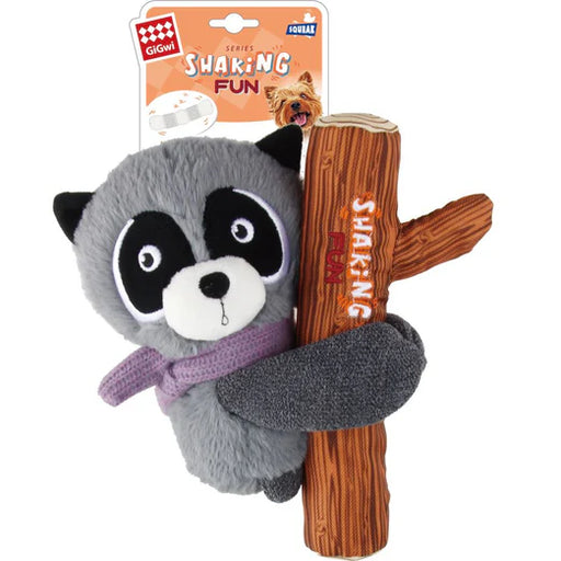 GiGwi Shaking Fun 2-In-1 Plush Dog Toy Raccoon