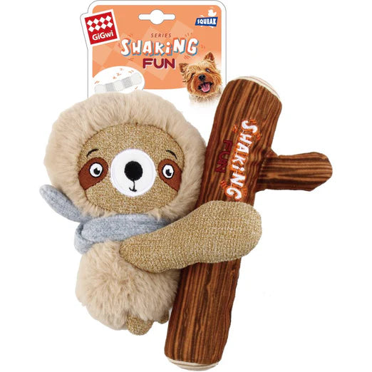 GiGwi Shaking Fun 2-In-1 Plush Dog Toy Sloth