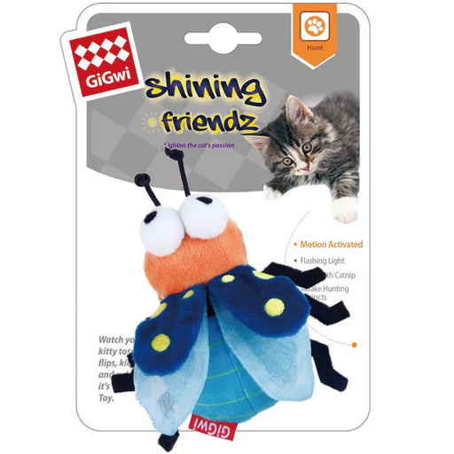 GiGwi Shining Friendz Motion Activated Catnip Plush Cat Toy Firefly