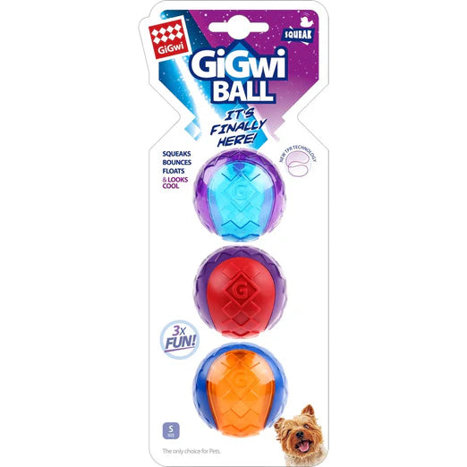 GiGwi Squeaky Ball Dog Toys Combo (3 Sizes)