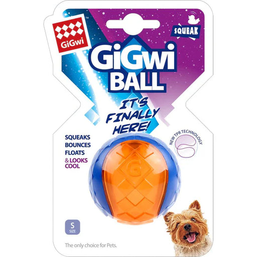GiGwi Squeaky Ball Dog Toy Blue Orange (2 Sizes)