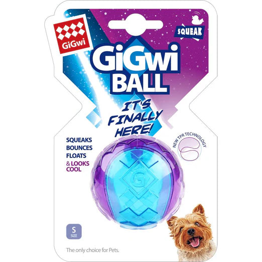 GiGwi Squeaky Ball Dog Toy Purple Blue (3 Sizes)