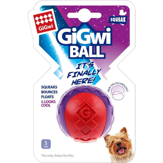 GiGwi Squeaky Ball Dog Toy Red Purple (3 Sizes)