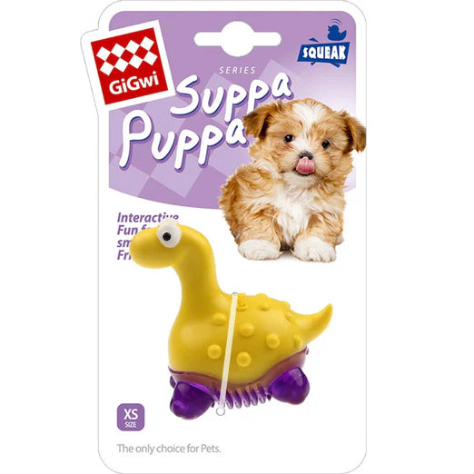 GiGwi Suppa Puppa Dino TPR Dog Toy Yellow Purple