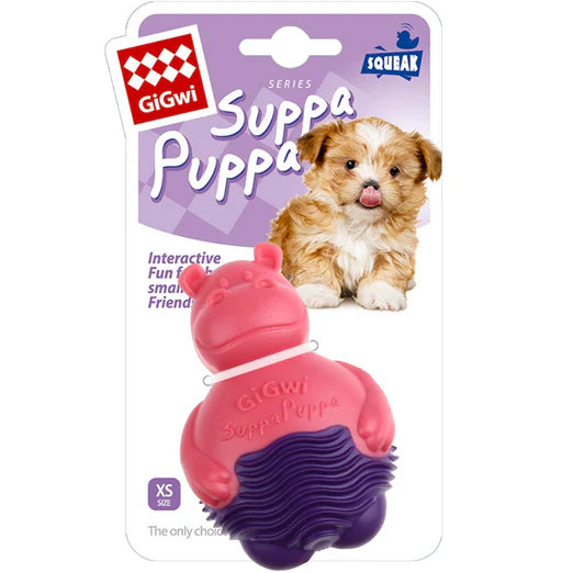 GiGwi Suppa Puppa Hippo TPR Dog Toy Pink Purple