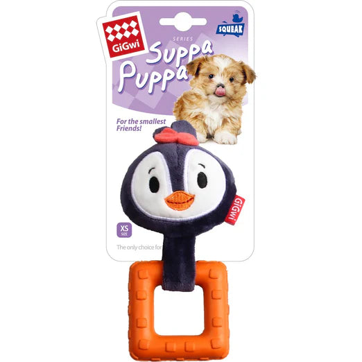 GiGwi Suppa Puppa TPR Ring Plush Dog Toy Penguin