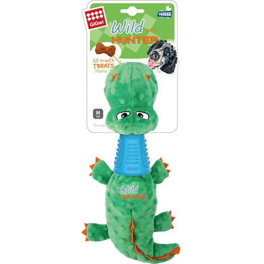 GiGwi Wild Hunter Interactive Plush Dog Toy Crocodile