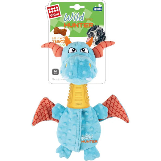GiGwi Wild Hunter Interactive Plush Dog Toy Dragon