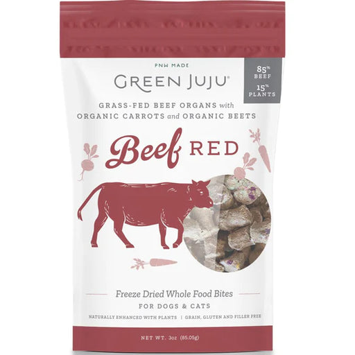 Green Juju Beef Red Grain-Free Freeze-Dried Raw Treats & Food Toppers For Cats & Dogs (2 Sizes)