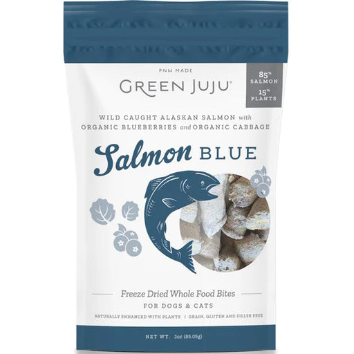 Green Juju Salmon Blue Grain-Free Freeze-Dried Raw Treats & Food Toppers For Cats & Dogs (2 Sizes)
