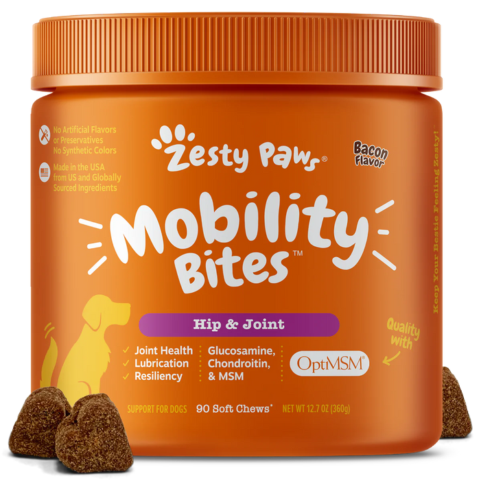 Zesty Paws Mobility Bites Bacon Dog Supplements 90ct