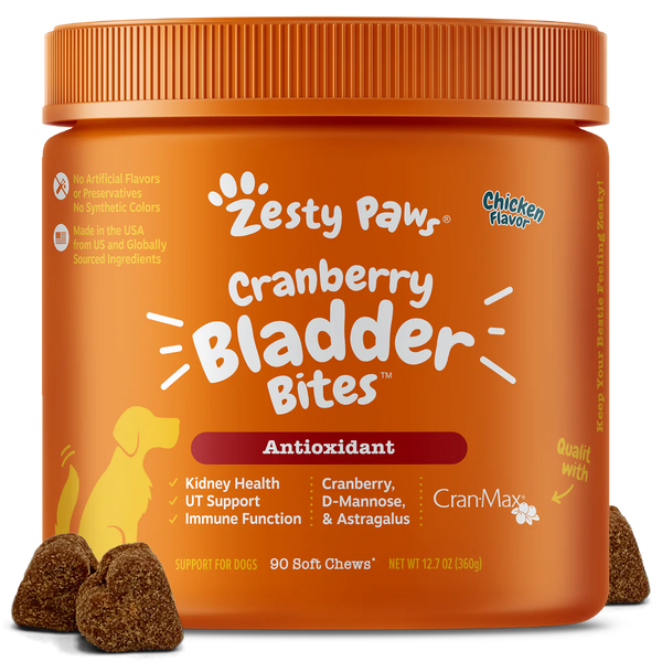 Zesty Paws Cranberry Bites Chicken Dog Supplements 90ct