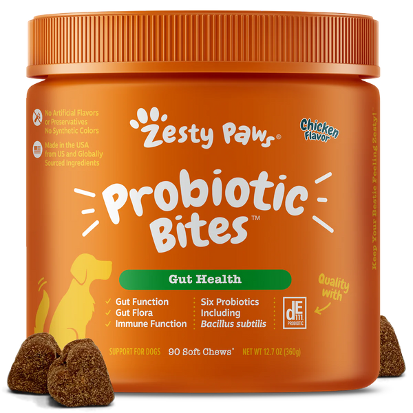 Zesty Paws Probiotic Bites Chicken Flavor Dog Supplements 90ct