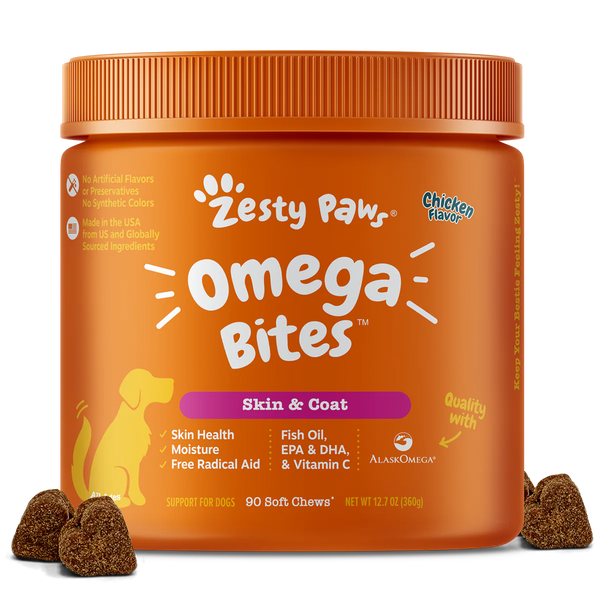 Zesty Paws Omega Bites Chicken Dog Supplements 90ct