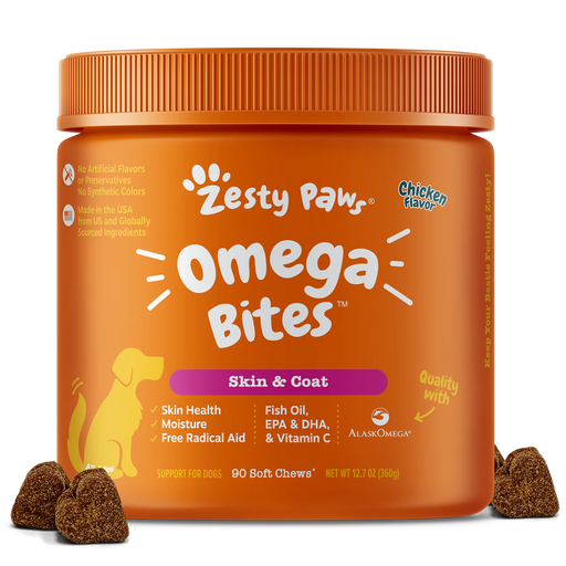 Zesty Paws Omega Bites Chicken Dog Supplements 90ct