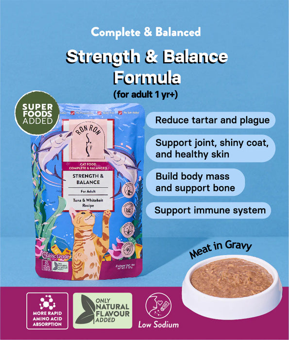 RonRon Strenght Balance  Tuna Whitebait Recipe Cat Wet Food 75g X12