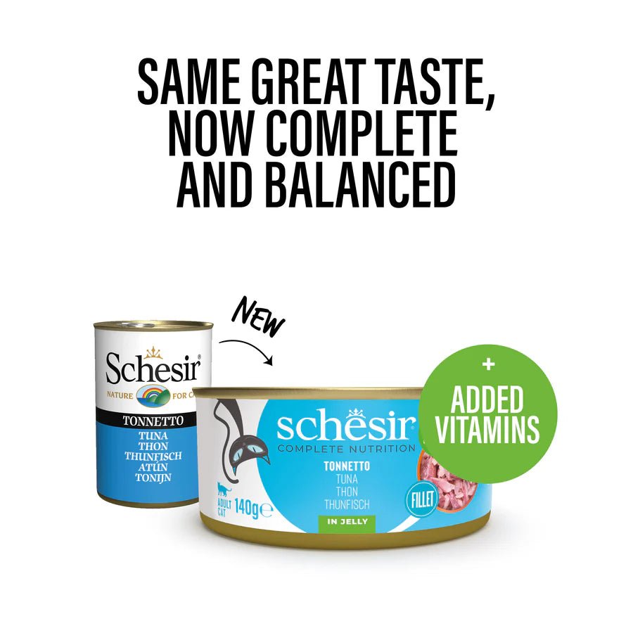 Schesir Complete Nutrition Wet Cat Food 140g Can | Tuna in Jelly | Premium Natural Cat Wet Food - Cats Garage