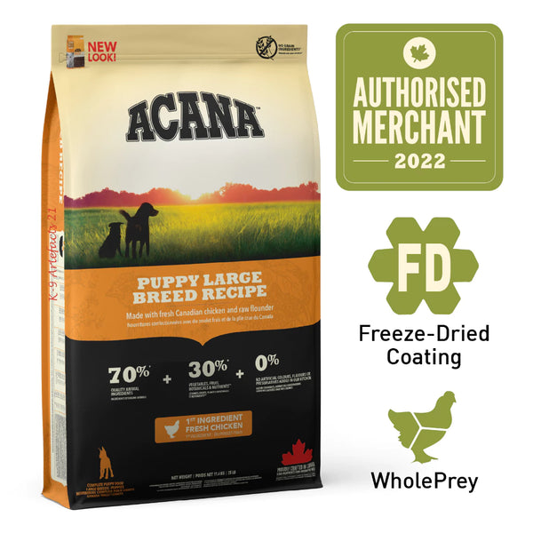 ACANA Large Breed Puppy Dry Dog Food 11.4kg | Heritage Formula High Protein Growth Kibble