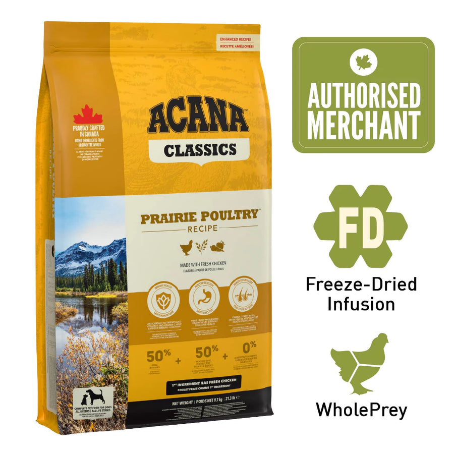 ACANA Classic Prairie Poultry Dry Dog Food 2kg | High Protein Chicken & Turkey Dog Kibble