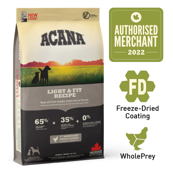 ACANA Light & Fit Dog Dry Food 2kg / 11.4kg | Heritage Formula Weight Control High Protein Kibble