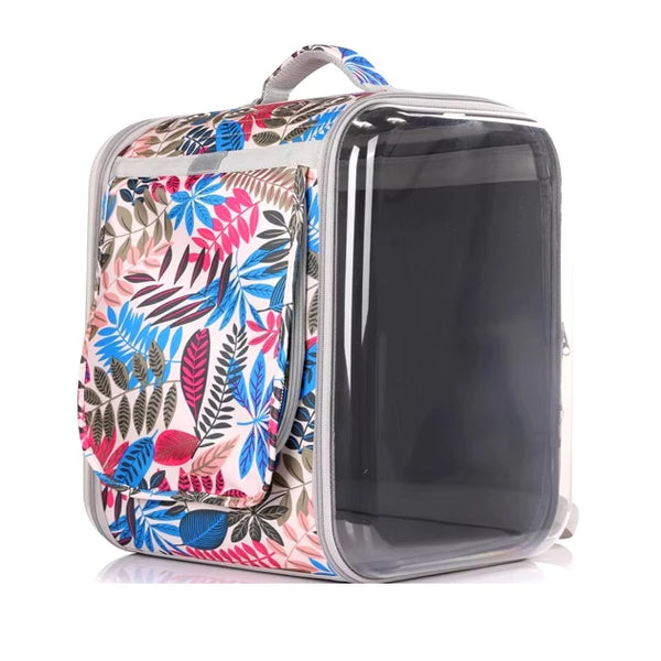 Foldable Pet Carrier Backpack Floral Cream