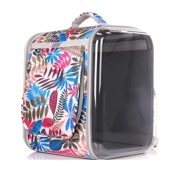 Foldable Pet Carrier Backpack Floral Cream