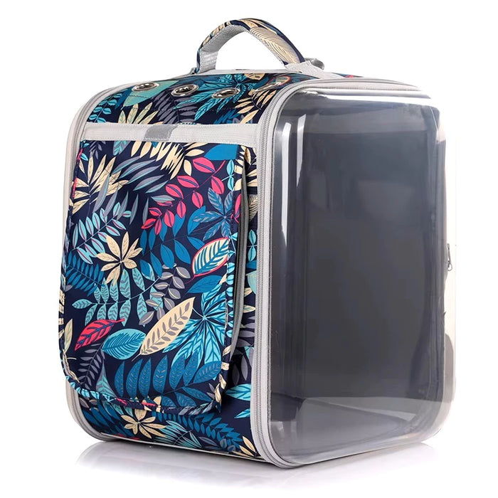 Foldable Pet Carrier Backpack Floral Black