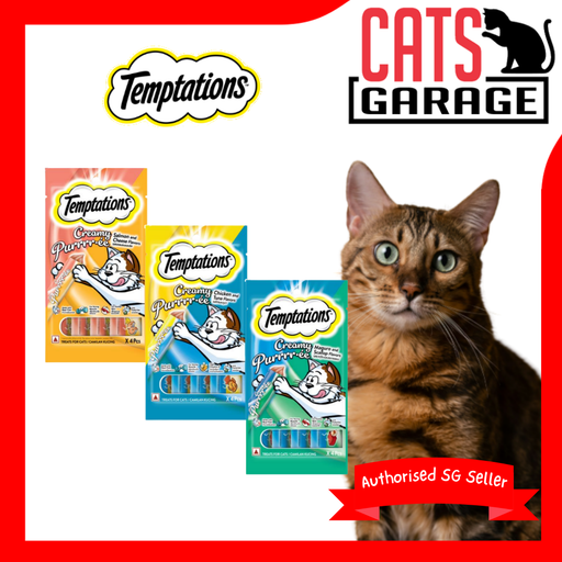 Temptations Assorted Creamy Pureee Cat Treats 48gX4pcs (12-Pack)