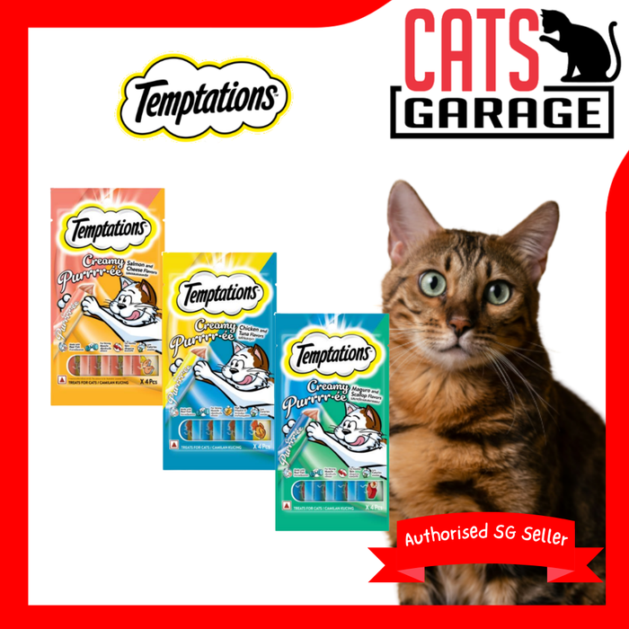 Temptations Assorted Creamy Pureee Cat Treats 48gX4pcs (12-Pack)