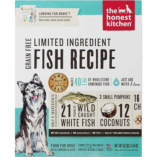 The Honest Kitchen Brave Grain Free Limited Ingredient Fish Recipe Dehydrated Dog Food (4lbs & 10lbs)