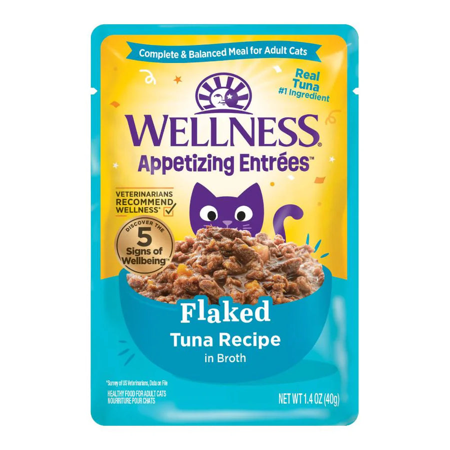 Wellness Appetizing Entrees Flaked Tuna Adult Pouch Cat Food 1.4oz X8