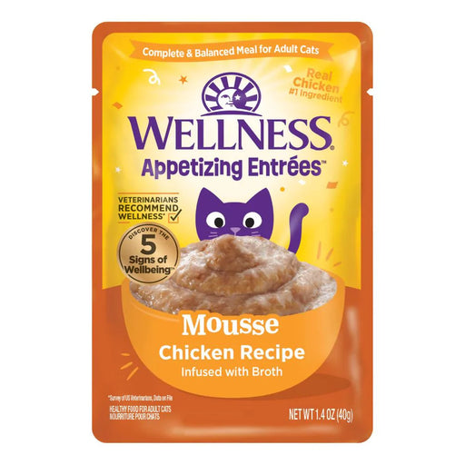 Wellness Appetizing Entrees Mousse Chicken Adult Pouch Cat Food 1.4oz X8