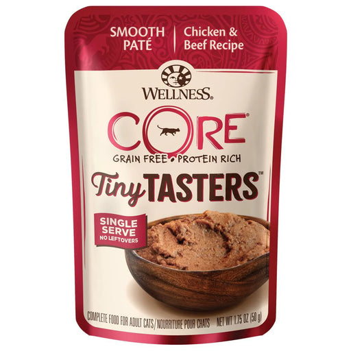 Wellness CORE Tiny Tasters Chicken & Beef Pate Grain-Free Adult Pouch Cat Food 1.75oz X12