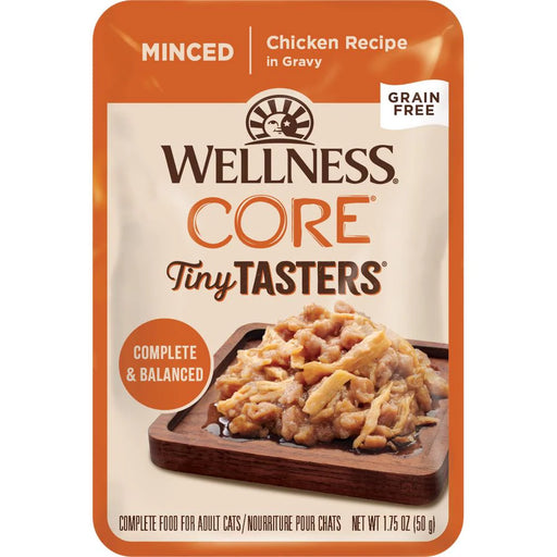 Wellness CORE Tiny Tasters Chicken Minced Grain-Free Adult Pouch Cat Food 1.75oz X12
