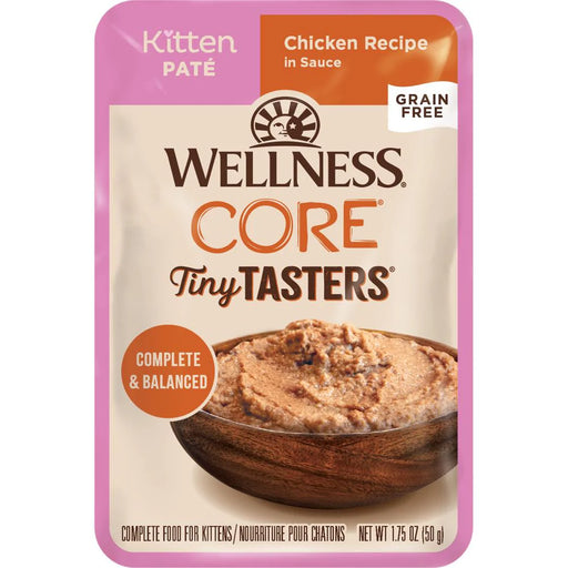 Wellness CORE Tiny Tasters Chicken Pate Grain-Free Kitten Pouch Cat Food 1.75oz X12