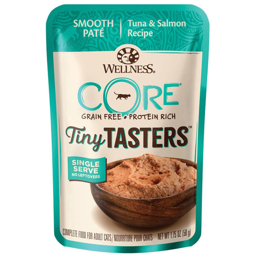 Wellness CORE Tiny Tasters Tuna & Salmon Pate Grain-Free Adult Pouch Cat Food 1.75oz X12