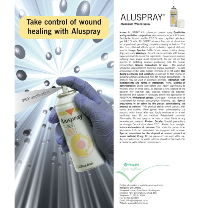 Vetoquinol Aluspray Wound Healing Spray for Dogs and Cats