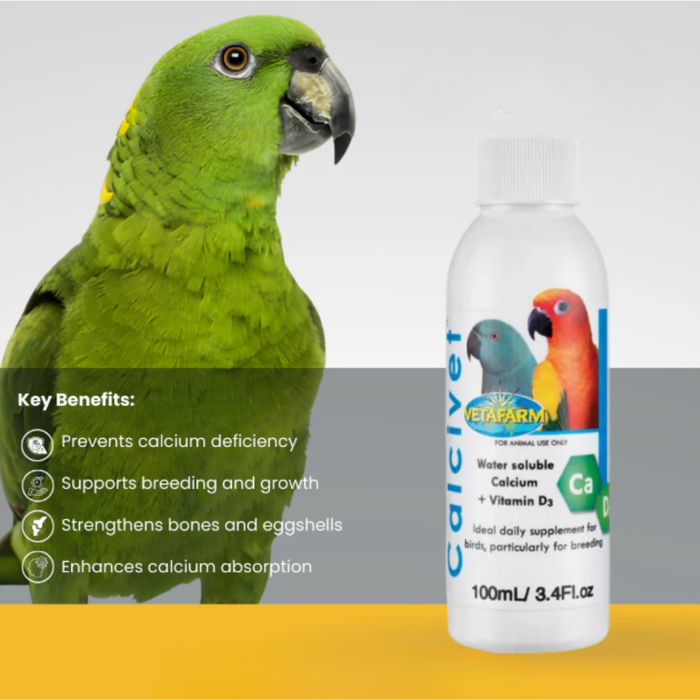 Vetafarm Calcivet Liquid Calcium Supplement for Birds (3 Sizes)