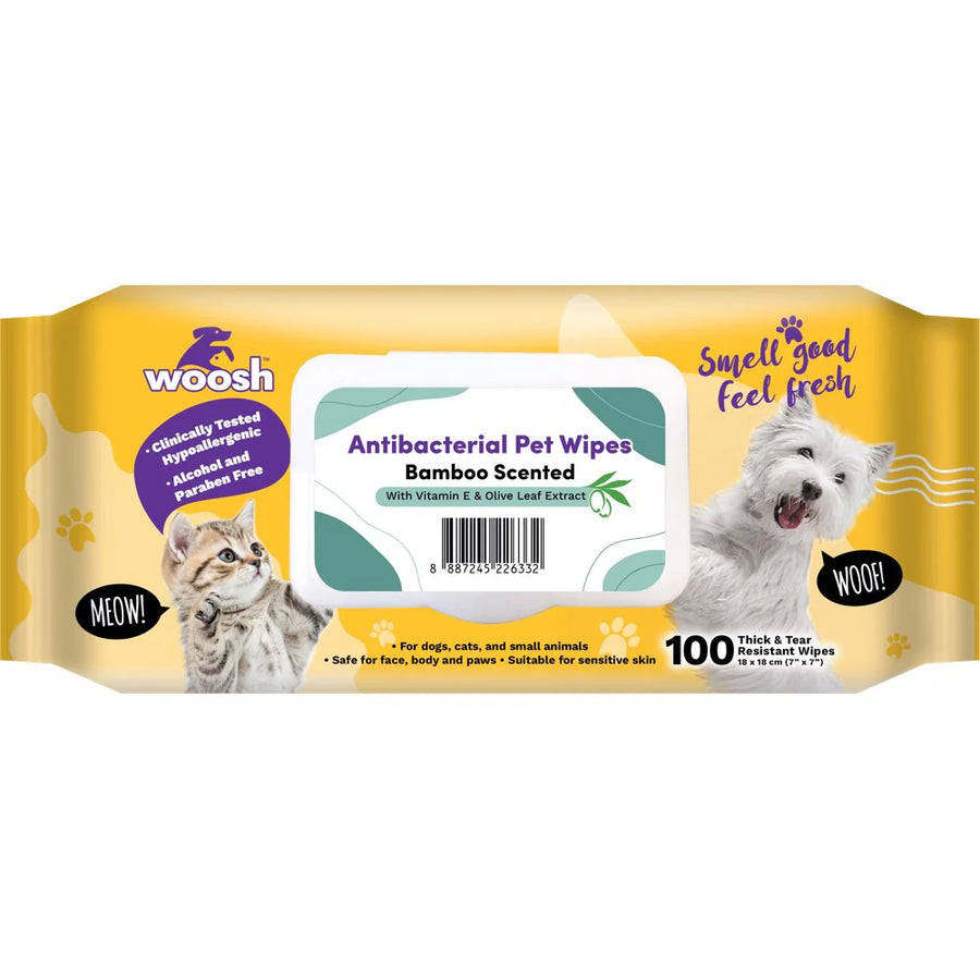 Woosh Anti-Bacterial Scented Pet Wipes 100 Sheets | 6 Options