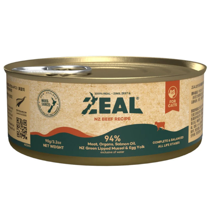 Zeal Beef Recipe Grain-Free Canned Cat Food 90g X24