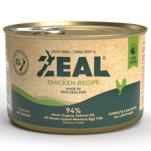 Zeal Chicken Recipe Grain-Free Canned Dog Food 170g X24