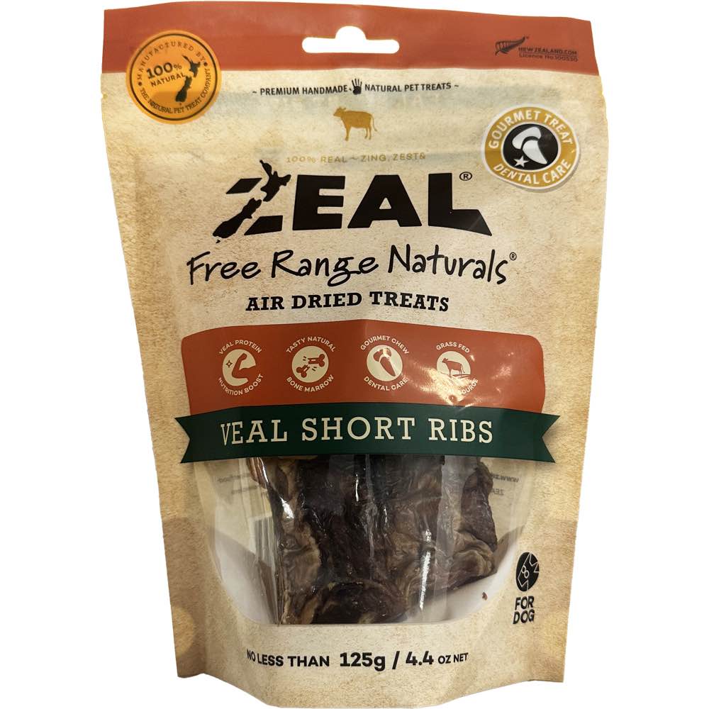 Zeal Free Range Naturals Veal Short Ribs Grain-Free Air-Dried Dog Chews 125g
