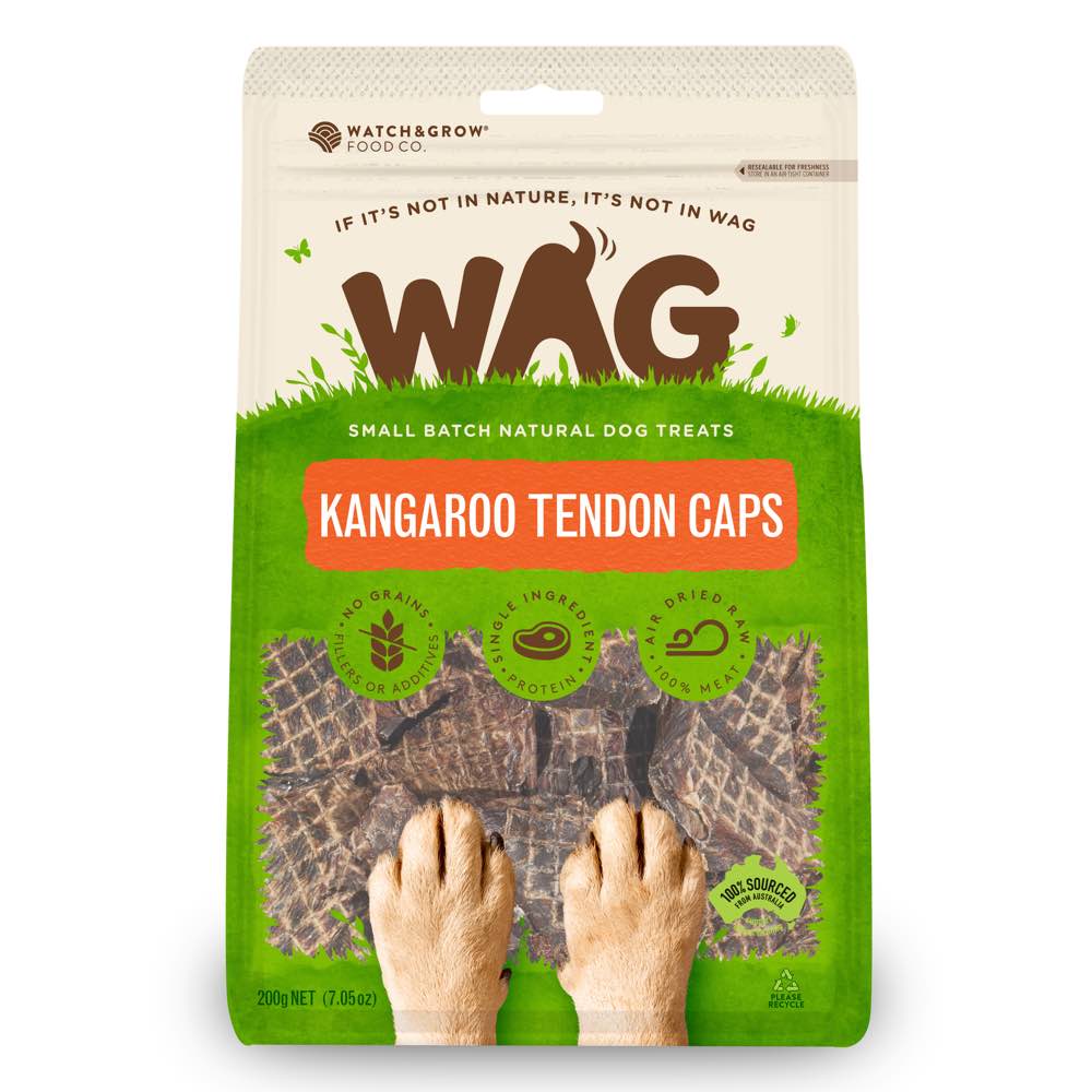 Wag Dog Treats Kangaroo Tendon Caps 200g