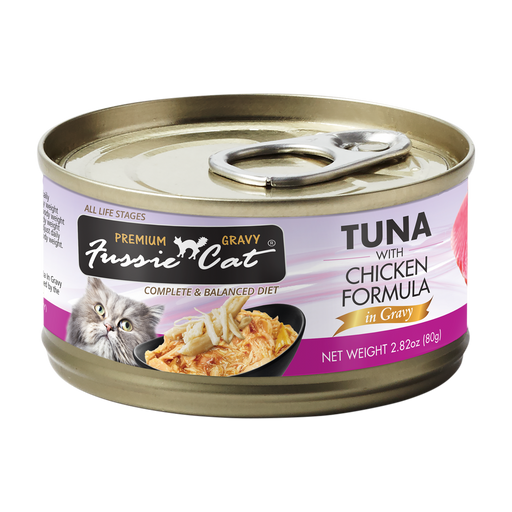 Fussie Cat Black Label Tuna with Chicken in Gravy 80g X24
