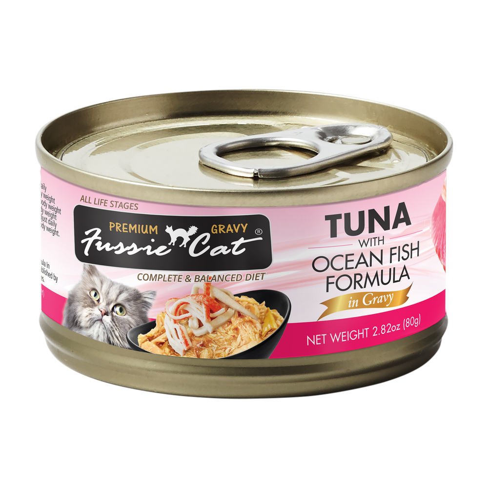 Fussie Cat Black Label Tuna with Ocean Fish in Gravy 80g X24