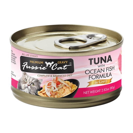 Fussie Cat Black Label Tuna with Ocean Fish in Gravy 80g X24