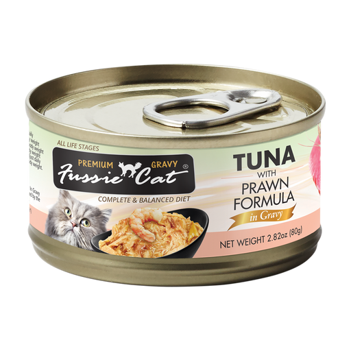 Fussie Cat Black Label Tuna with Prawn in Gravy 80g X24