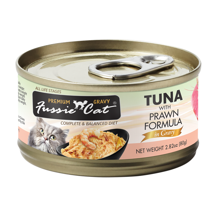 Fussie Cat Black Label Tuna with Prawn in Gravy 80g X24