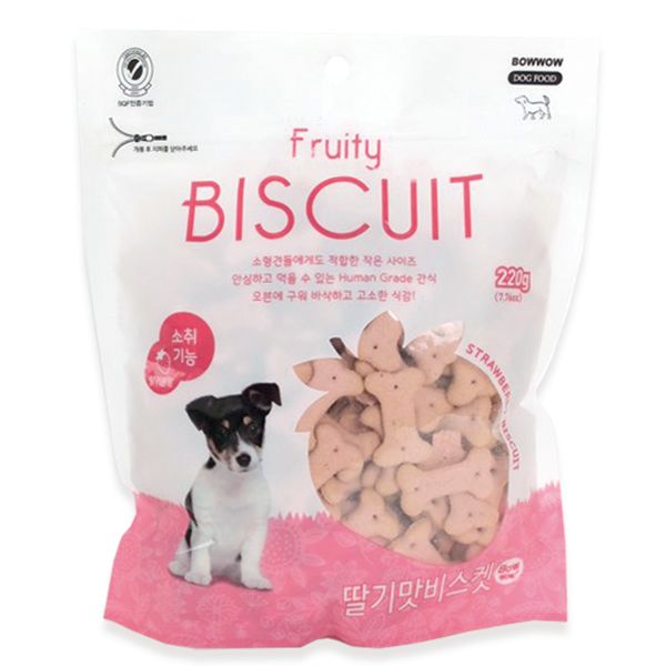 Bow Wow Dog Fruity Biscuit Strawberry 220g