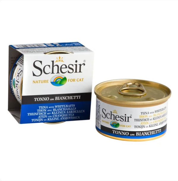 Schesir Tuna with Whitebait in Jelly Canned Cat Food 85g Schesir Chicken Fillet with Aloe in Jelly For Kittens Canned Cat Food 85g X14